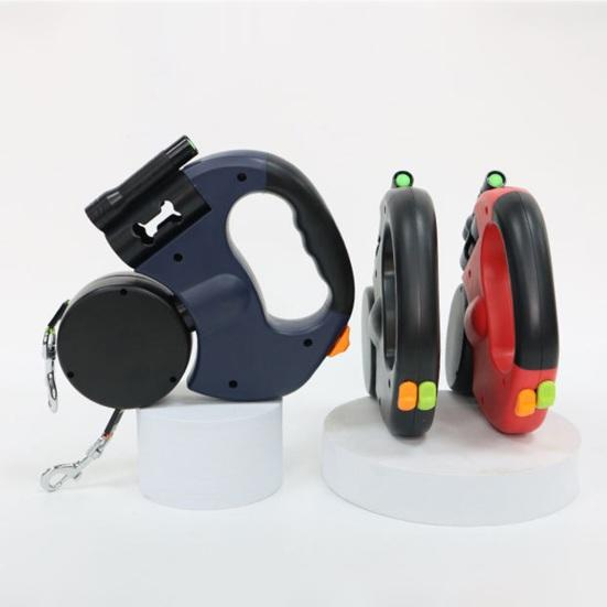 Reflective Dual Retractable Dog Leash – 360° No-Tangle Lead with LED Lights for Small Dogs & Cats