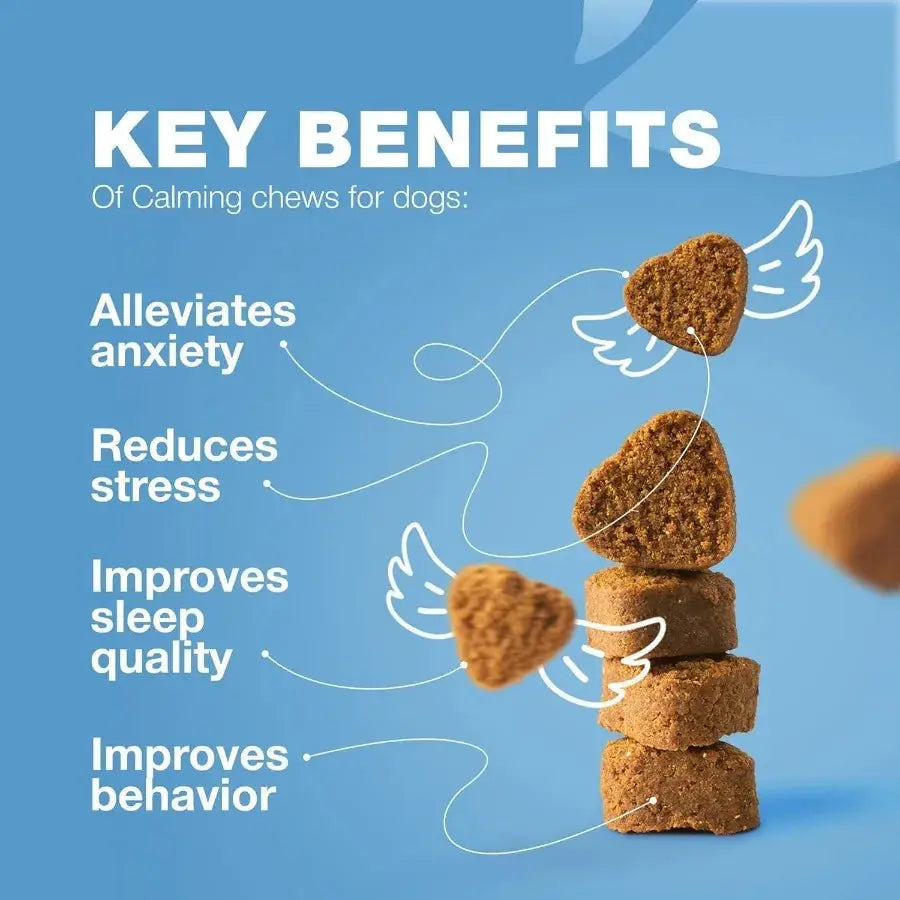 Hemp Calming Chews for Dogs – Anxiety Relief with Melatonin, Chamomile & Valerian Travel Pack