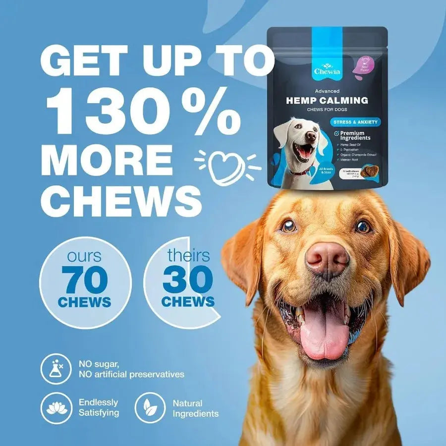 Hemp Calming Chews for Dogs – Anxiety Relief with Melatonin, Chamomile & Valerian Travel Pack