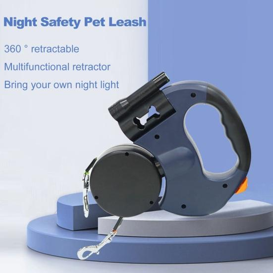 Reflective Dual Retractable Dog Leash – 360° No-Tangle Lead with LED Lights for Small Dogs & Cats