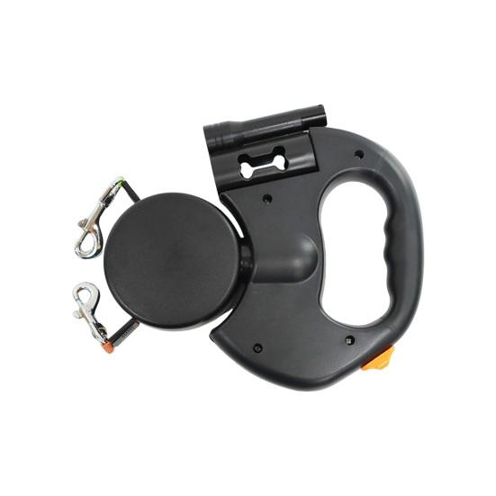 Reflective Dual Retractable Dog Leash – 360° No-Tangle Lead with LED Lights for Small Dogs & Cats