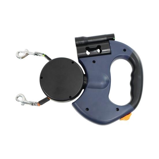 Reflective Dual Retractable Dog Leash – 360° No-Tangle Lead with LED Lights for Small Dogs & Cats