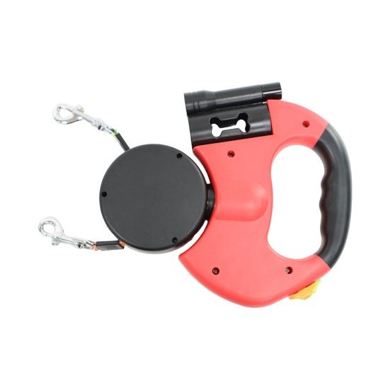 Reflective Dual Retractable Dog Leash – 360° No-Tangle Lead with LED Lights for Small Dogs & Cats
