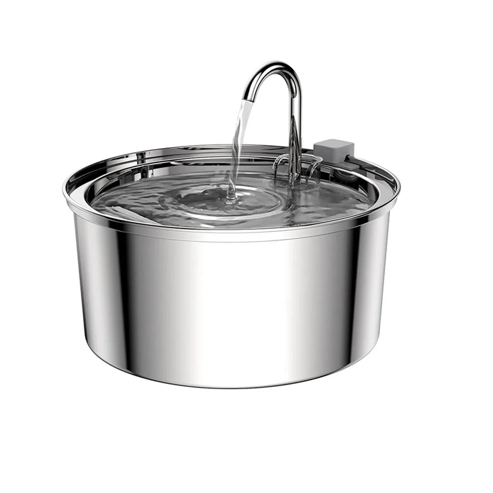 Stainless Steel Pet Water Fountain – Ultra-Quiet, 3L Automatic Dispenser with Advanced Filtration