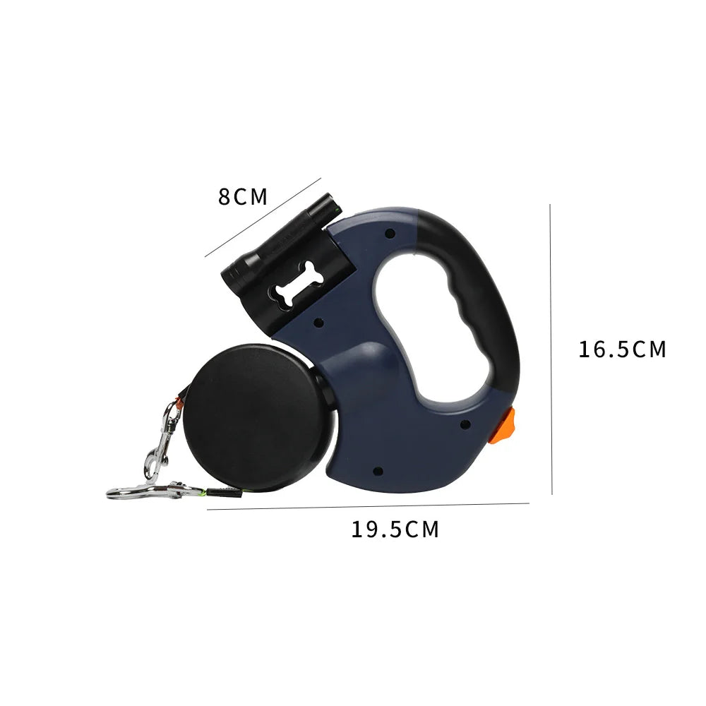 Reflective Dual Retractable Dog Leash – 360° No-Tangle Lead with LED Lights for Small Dogs & Cats